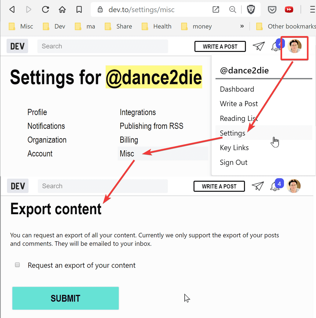 dev export