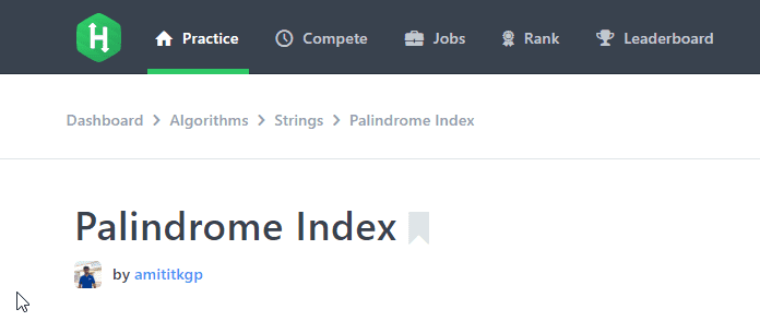 HackerRank Palindrome Index