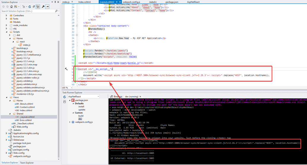 Run 4 Browser Sync Script from Task Runner Explorer