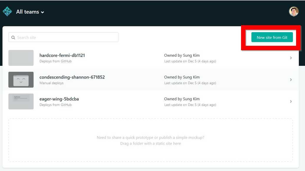 Step1 new site from git